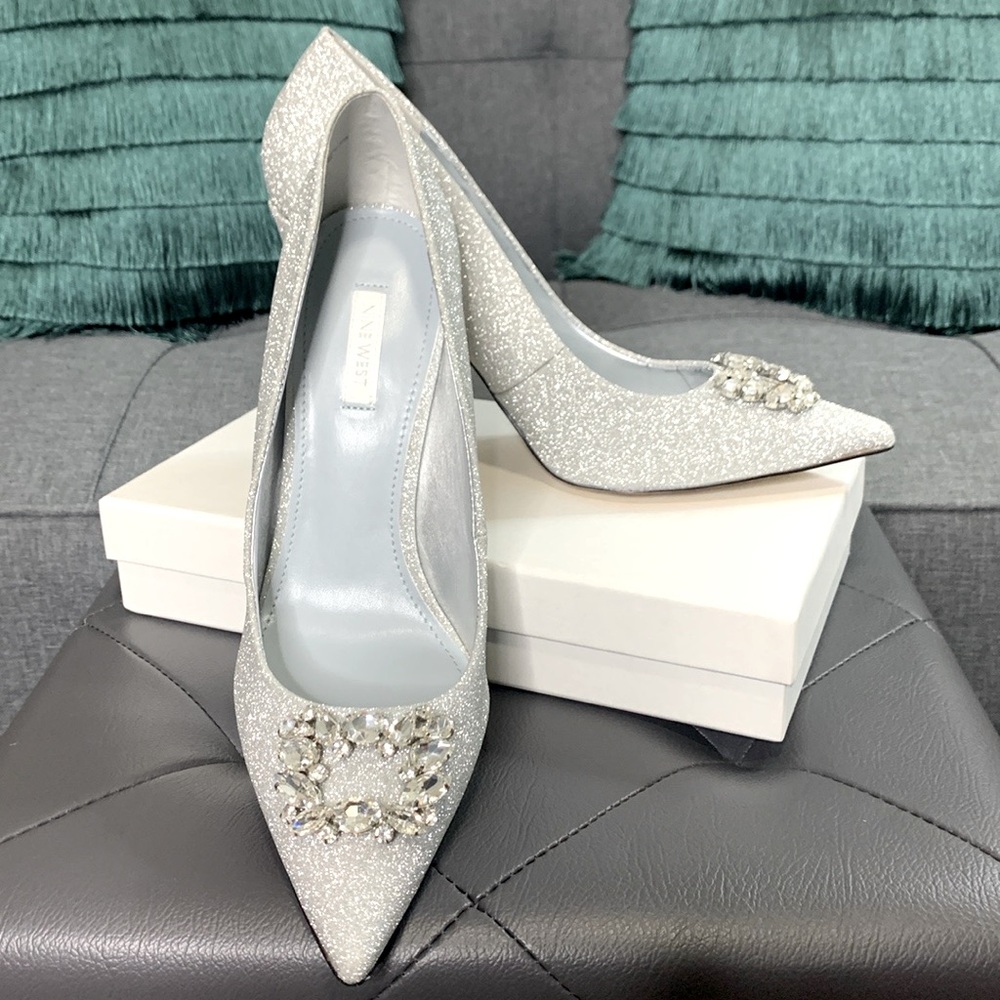 Nine West Fana Bridal Pointy Toe Embellished Dress Pump